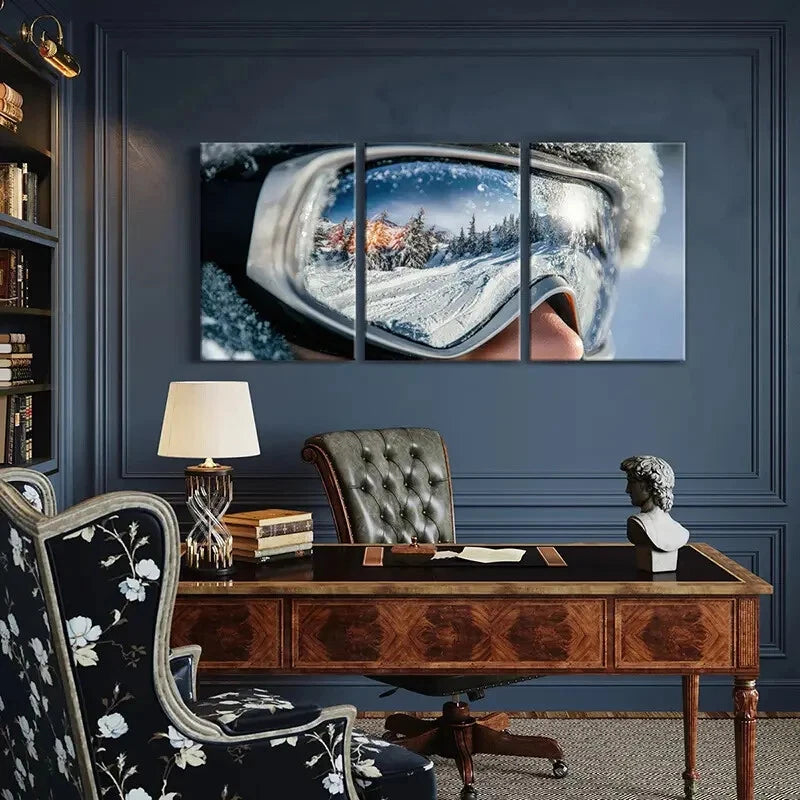 3pcs Winter Wonderland Reflection Mountain Scenery Metal Print Ready to Hang Art