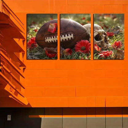 3pcs Skeletons & Flowers Canvas Framed 60x90cm - High Quality Print 100% Australian Made Wall Canvas Ready to Hang
