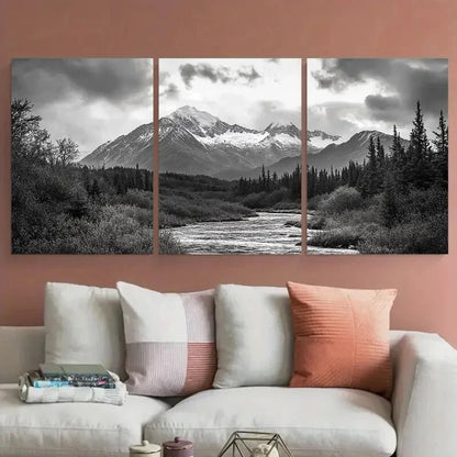 3pcs Soldotna Kenai River Ptarmigan Peak Metal Print Ready to Hang Art