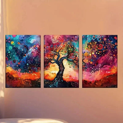 3pcs  painting of a tree with colorful colors Wall Art Set Canvas Framed 40x60cm - High Quality Print 100% Australian Made Wall Canvas Ready to Hang