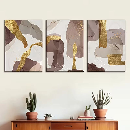 3pcs Abstract Print in a Light Luxury Style Metal Print Ready to Hang Art