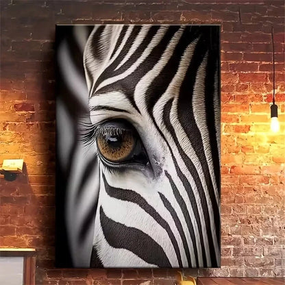 Zebra'S Gaze Realistic Eye Detail Metal Print Ready to Hang