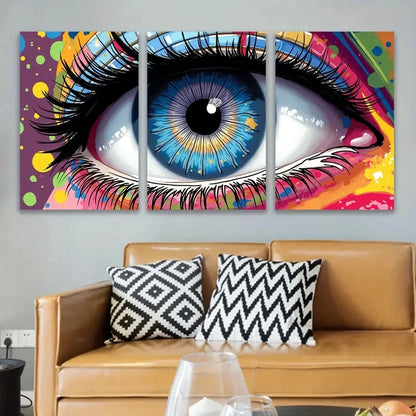 3pcs Colorful Eye Paintings Wall Art Set Canvas Framed 40x60cm - High Quality Print 100% Australian Made Wall Canvas Ready to Hang