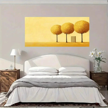 Golden Trees Minimalist Wall Art Canvas Office Home Room Framed 120x60cm