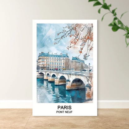 Paris Pont Neuf Seine River Scene Travel Poster Print Wall Art