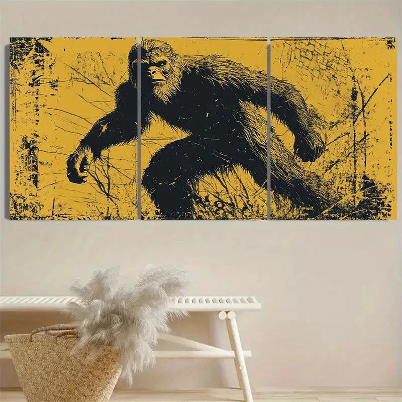 3pcs Bigfoot Sighting Wall Art Set Canvas Framed 60x90cm - High Quality Print 100% Australian Made Wall Canvas Ready to Hang