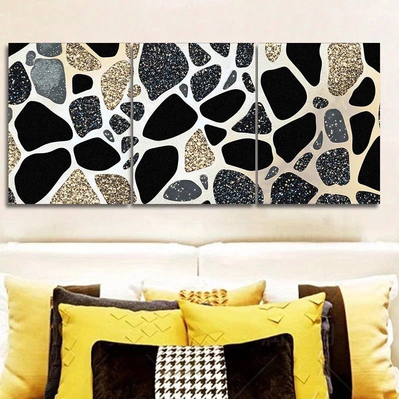 3pcs Featuring a Black Leopard Pattern Metal Print Ready to Hang Art
