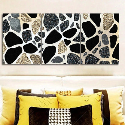 3pcs Featuring a Black Leopard Pattern Metal Print Ready to Hang Art