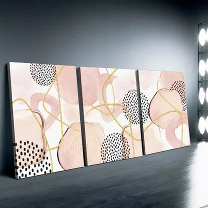 3pcs Pink Abstract Geometric Art Canvas Framed 60x90cm - High Quality Print 100% Australian Made Wall Canvas Ready to Hang
