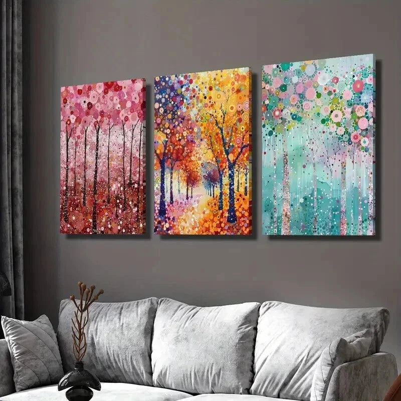 3pcs Abstract Spring Forest Trees Prints Wall Art Set Canvas Framed 40x60cm - High Quality Print 100% Australian Made Wall Canvas Ready to Hang