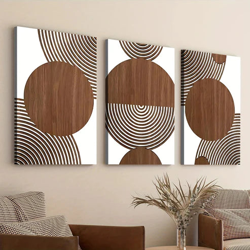 3pcs Abstract Geometric Circular Elegant Canvas Unframed - High Quality Print 100% Australian Made Wall Canvas