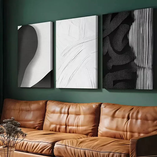 3pcs Black and White Abstract Canvas Framed 40x60cm - High Quality Print 100% Australian Made Wall Canvas Ready to Hang