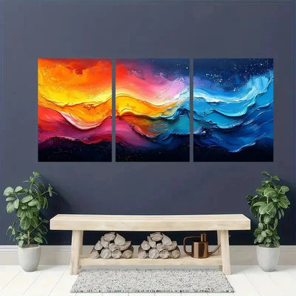3pcs Colorful Abstract Painting Original Acrylic Metal Print Ready to Hang Art
