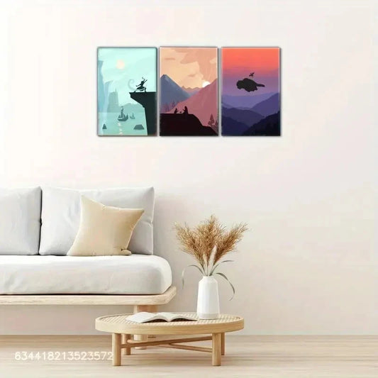 3pcs Landscape Fantasy Story art Posters Metal Print Ready to Hang Art