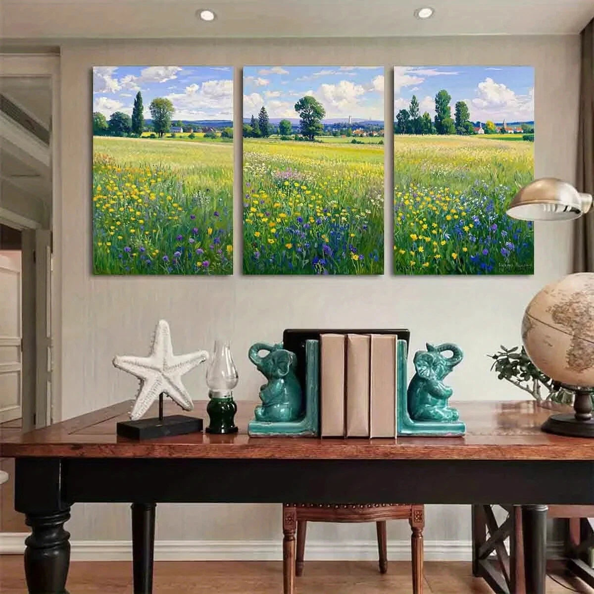 3pcs Oil Painting Tuscany Rustic Country House Metal Print Ready to Hang Art