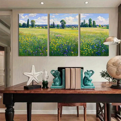 3pcs Oil Painting Tuscany Rustic Country House Metal Print Ready to Hang Art