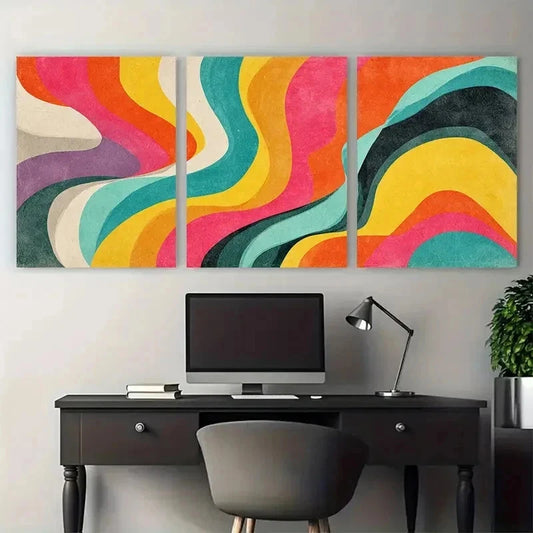 3pcs The Good Old Days Neutral Perfect Wall Art Canvas Framed 60x90cm