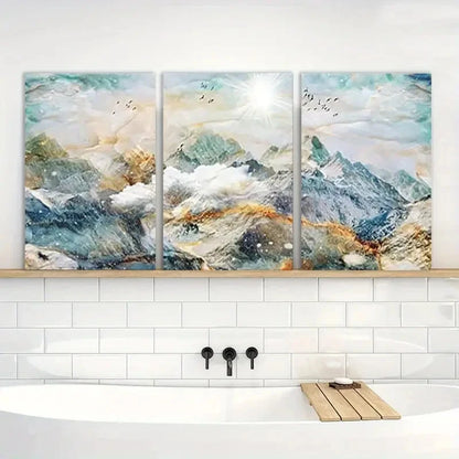 3pcs Abstract Mountain Landscape Painting Metal Print Ready to Hang Art