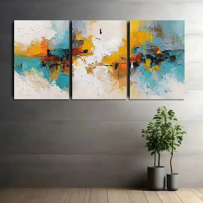 3pcs Abstract Oil Painting Modern Art Metal Print Ready to Hang Art