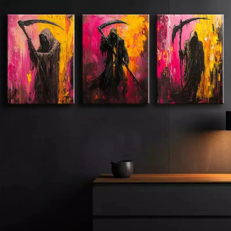 3pcs Grim reaper  Canvas Framed 40x60cm - High Quality Print 100% Australian Made Wall Canvas Ready to Hang