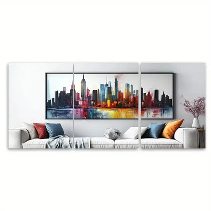 3pcs Manhattan Cityscape Empire State Building Metal Print Ready to Hang Art