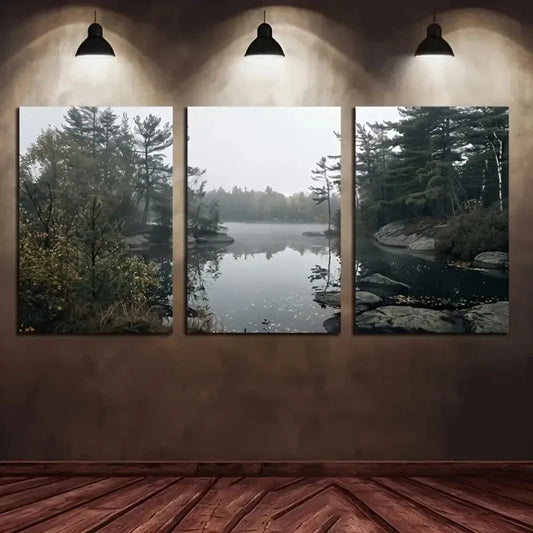 3pcs -Quanai Lake View Natural Landscape Metal Print Ready to Hang Art