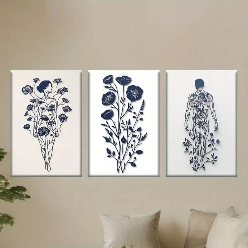 3pcs Fashion Abstract Human Structure Metal Print Ready to Hang Art