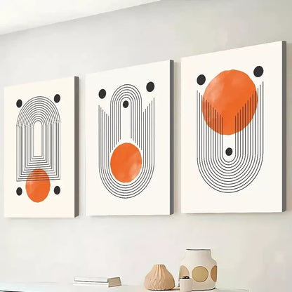 3pcs Bohemian Minimalist Modern Geometric Line Wall Art Set Canvas Framed 50x70cm - High Quality Print 100% Australian Made Wall Canvas Ready to Hang
