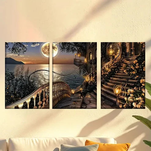 3pcs Charming dreamy moonlit night  Wall Art Set Canvas Unframed - High Quality Print 100% Australian Made Wall Canvas