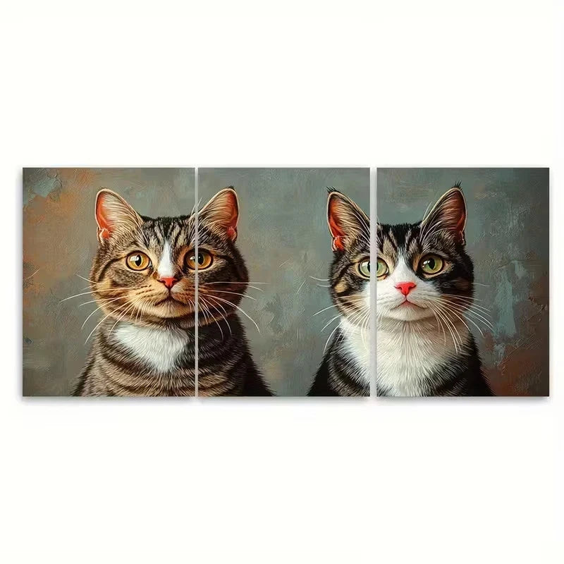 3pcs Aesthetic Cat Designs Wall Art Set Canvas Framed 50x70cm - High Quality Print 100% Australian Made Wall Canvas Ready to Hang