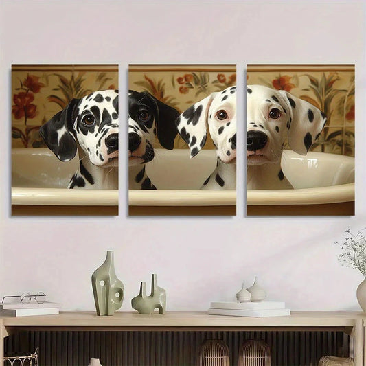3pcs Dalmatian Dog Family Animal Themed Metal Print Ready to Hang Art