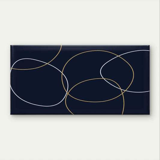 Navy Blue and Gold Intersecting Line Wall Art Canvas Office Home Framed 120x60cm