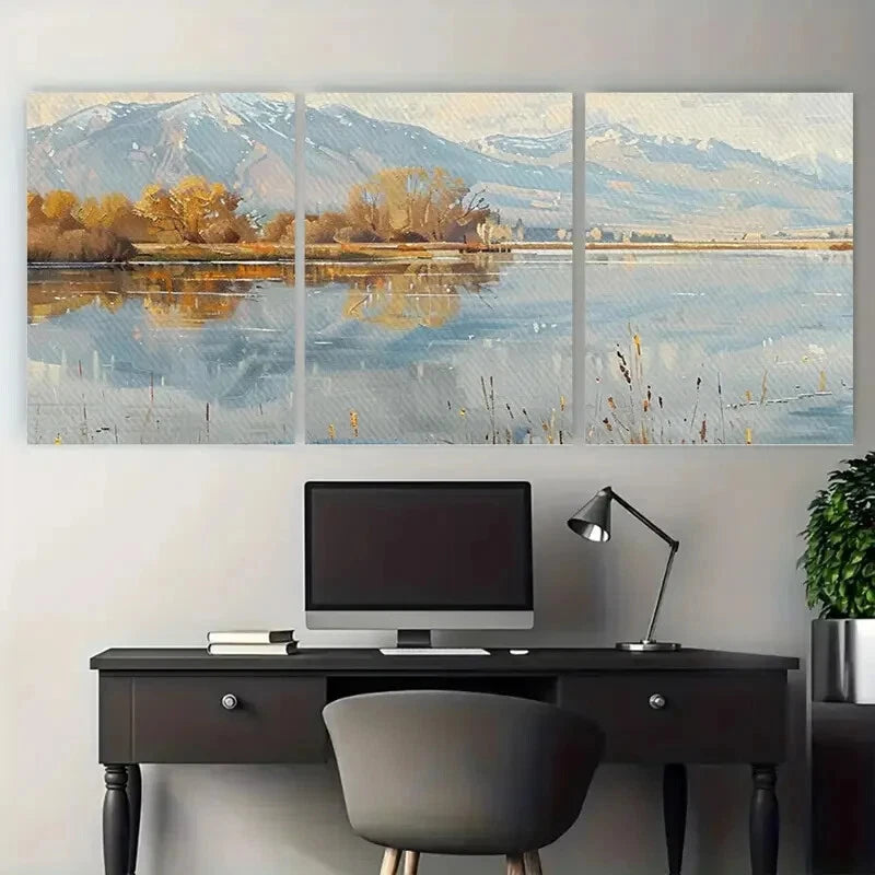 3pcs Sevier Lake Utah Tranquil Landscape Metal Print Ready to Hang Art