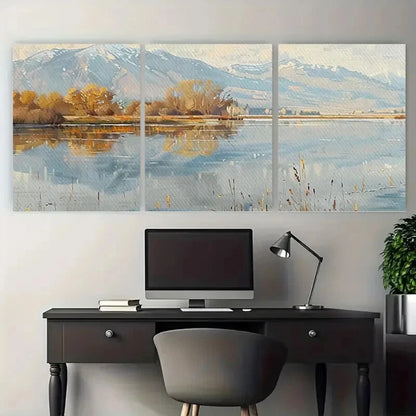 3pcs Sevier Lake Utah Tranquil Landscape Metal Print Ready to Hang Art