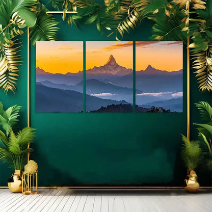 3pcs Annapurna Range Himalayas Silhouette Canvas Framed 60x90cm - High Quality Print 100% Australian Made Wall Canvas Ready to Hang
