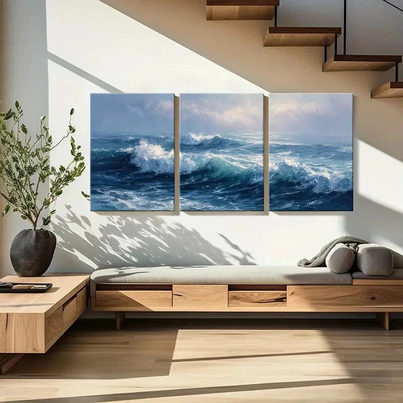 3pcs Abstract Nature Scenery Coastal Vibes Metal Print Ready to Hang Art