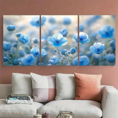 3pcs Baby Blue Eyes Nemophila Manno Park Kagawa Metal Print Ready to Hang Art