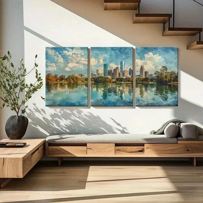 3pcs Abstract Cityscape Architecture Reflection Print Ready to Hang Art