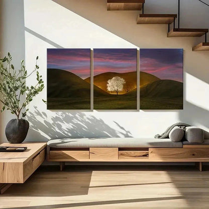 3pcs Tree In The Valley Nature Landscape Wall Art Set Canvas Framed 40x60cm - High Quality Print 100% Australian Made Wall Canvas Ready to Hang