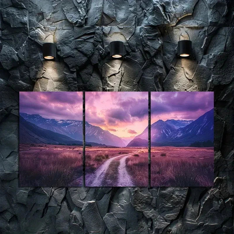 3pcs Winding Road To The Distant Mountains Wall Art Set Canvas Framed 50x70cm - High Quality Print 100% Australian Made Wall Canvas Ready to Hang