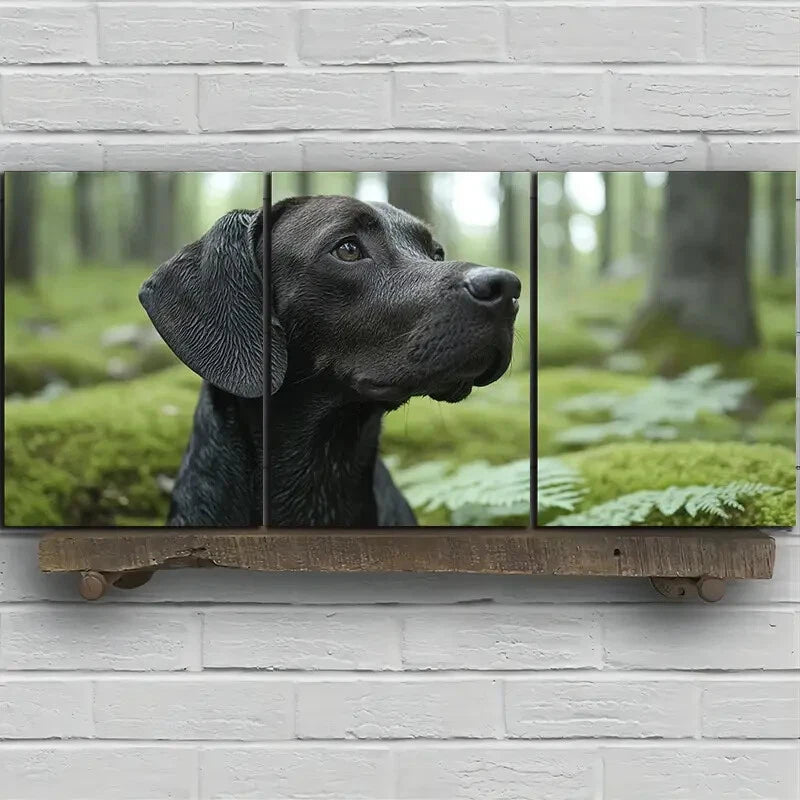 3pcs Scenic Dogs in the Forest Metal Print Ready to Hang Art
