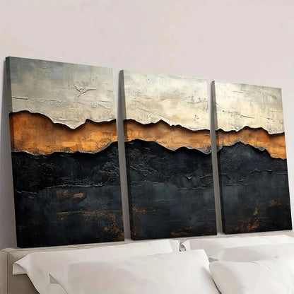 3pcs Neutral Tones Earth Colors Painting Wall Art Set Canvas Framed 40x60cm - High Quality Print 100% Australian Made Wall Canvas Ready to Hang