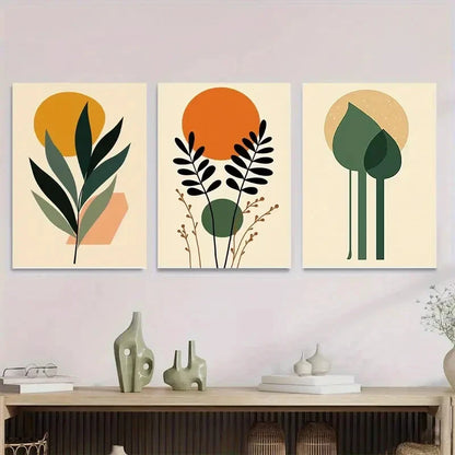 3pcs Modern Abstract Botanical Minimalist Leaf Metal Print Ready to Hang Art