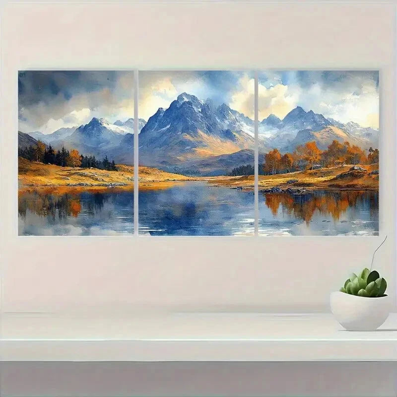 3pcs Scotland Painting Glen Coe Watercolor Metal Print Ready to Hang Art