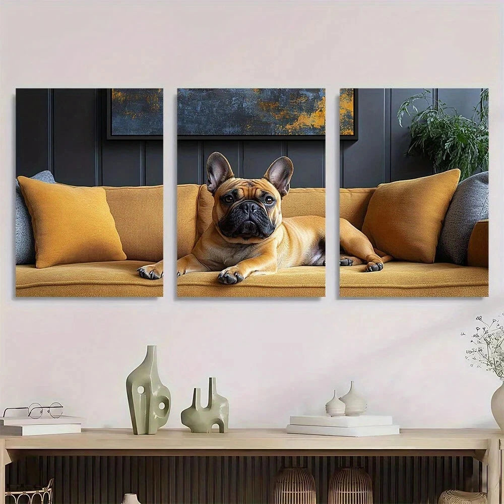 3pcs Abstract Design Black Orange & Blue Metal Print Ready to Hang Art