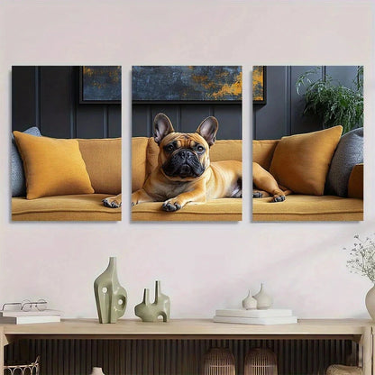 3pcs Abstract Design Black Orange & Blue Metal Print Ready to Hang Art