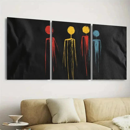 3pcs Stick Figures Tee Minimalist Wall Art Set Canvas Framed 40x60cm - High Quality Print 100% Australian Made Wall Canvas Ready to Hang