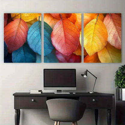 3pcs Vibrant Autumn Leaves Décor Perfect Wall Art Set Canvas Framed 40x60cm - High Quality Print 100% Australian Made Wall Canvas Ready to Hang