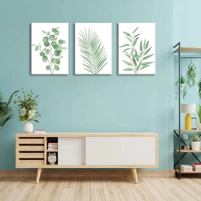 3pcs Botanical Green Leaves Tropical Metal Print Ready to Hang Art