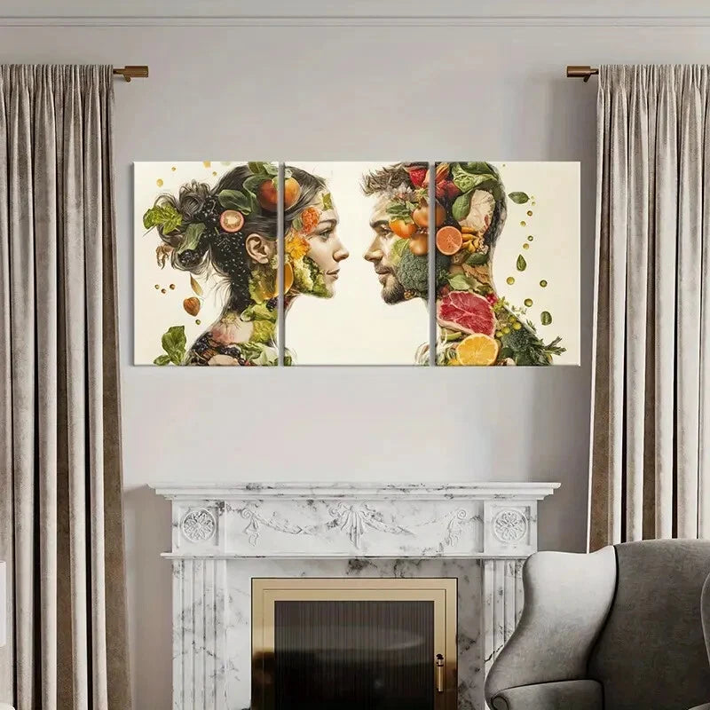 3pcs Abstract Art Lovers Vintage Wall Art Painting Metal Print Ready to Hang Art